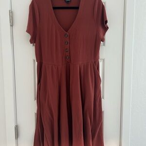 Torrid Terracotta Ribbed Dress with pockets Plus Size 1